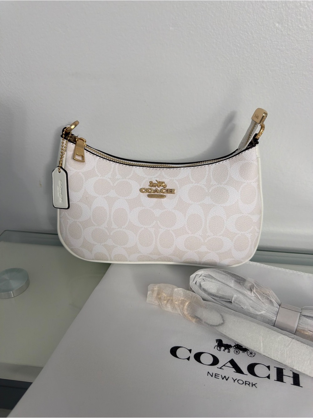 Coach Chalk Signature Mini Shoulder Bag with Gold Hardware